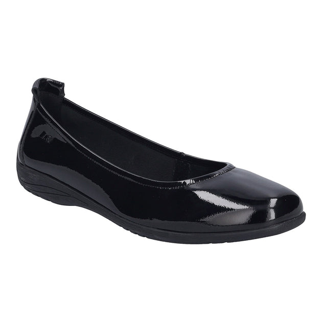 Fenja 01 Black Patent Slip on Ballet Pumps | After 8 Shoes