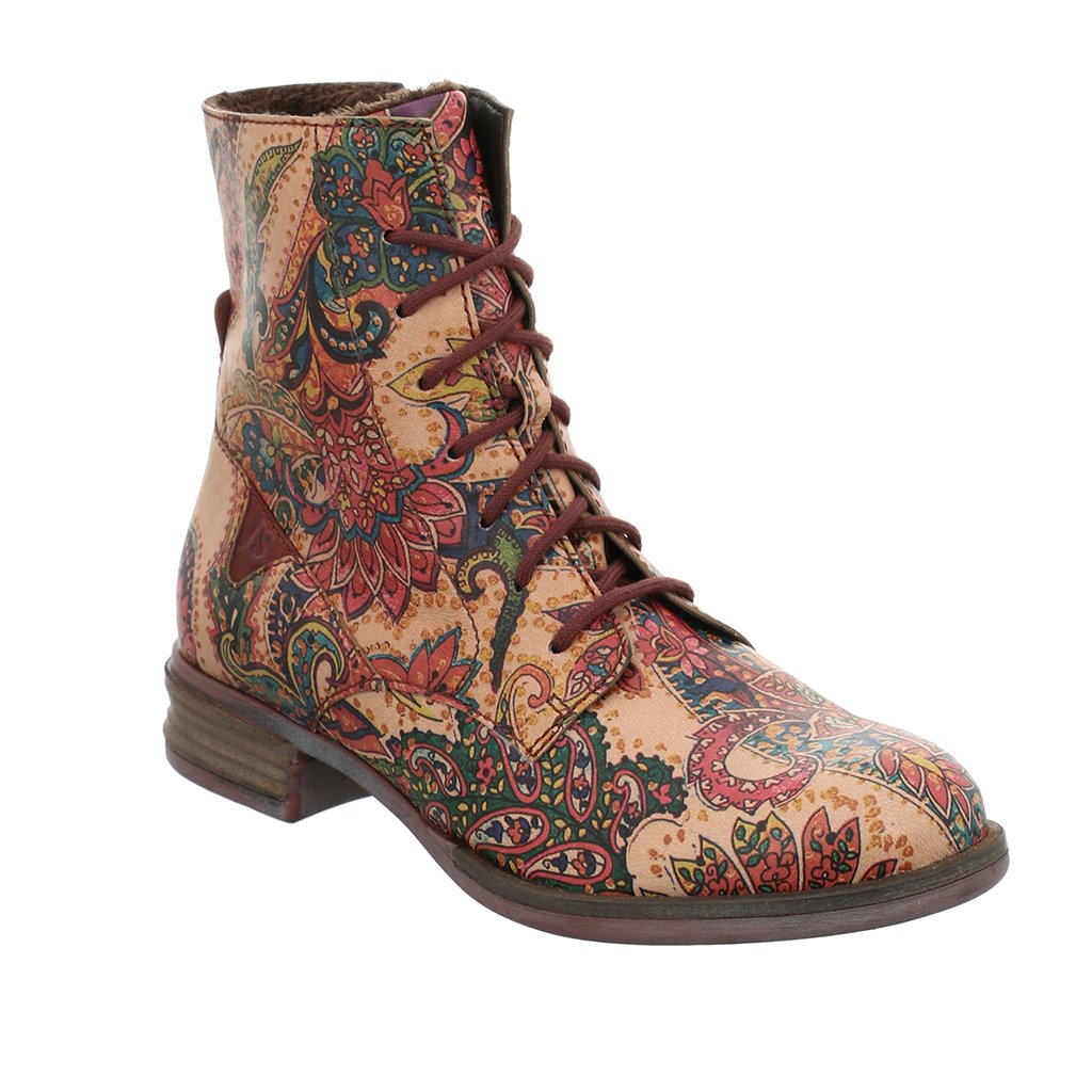 Sanja 01 Red Multi Lace Ankle Boots