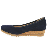 Load image into Gallery viewer, Epworth Dark Blue Suede Wedge Shoes
