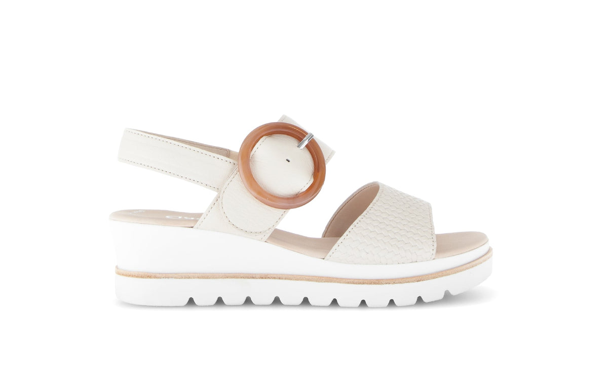 Yeo Off White Womens Wedge Mid Heel Sandals