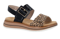 Load image into Gallery viewer, San Francisco Black Leopard Wedge Sandals
