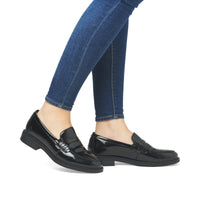 Load image into Gallery viewer, Eriko Black Glossy Slip On Shoes
