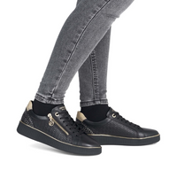 Load image into Gallery viewer, Broadway Black/Gold Sneaker
