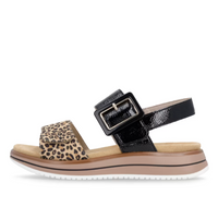 Load image into Gallery viewer, San Francisco Black Leopard Wedge Sandals
