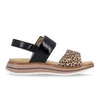 Load image into Gallery viewer, San Francisco Black Leopard Wedge Sandals
