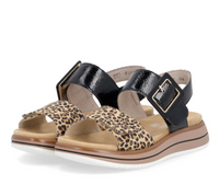 Load image into Gallery viewer, San Francisco Black Leopard Wedge Sandals
