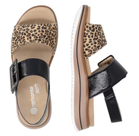 Load image into Gallery viewer, San Francisco Black Leopard Wedge Sandals
