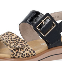 Load image into Gallery viewer, San Francisco Black Leopard Wedge Sandals
