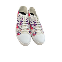 Load image into Gallery viewer, Sunset White Floral Canvas Lace Shoes
