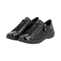 Load image into Gallery viewer, Lexi Black Glossy Lace up Casual Shoes
