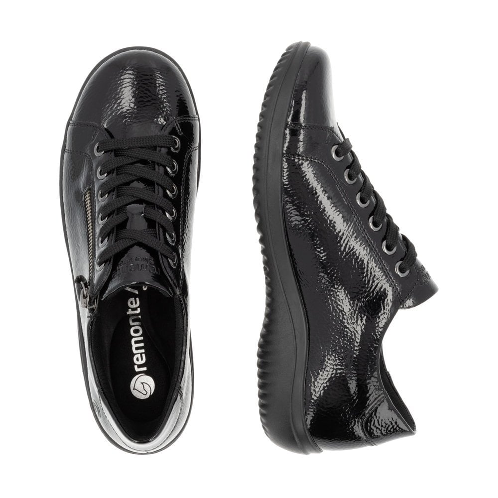 Lexi Black Glossy Lace up Casual Shoes | After 8 Shoes