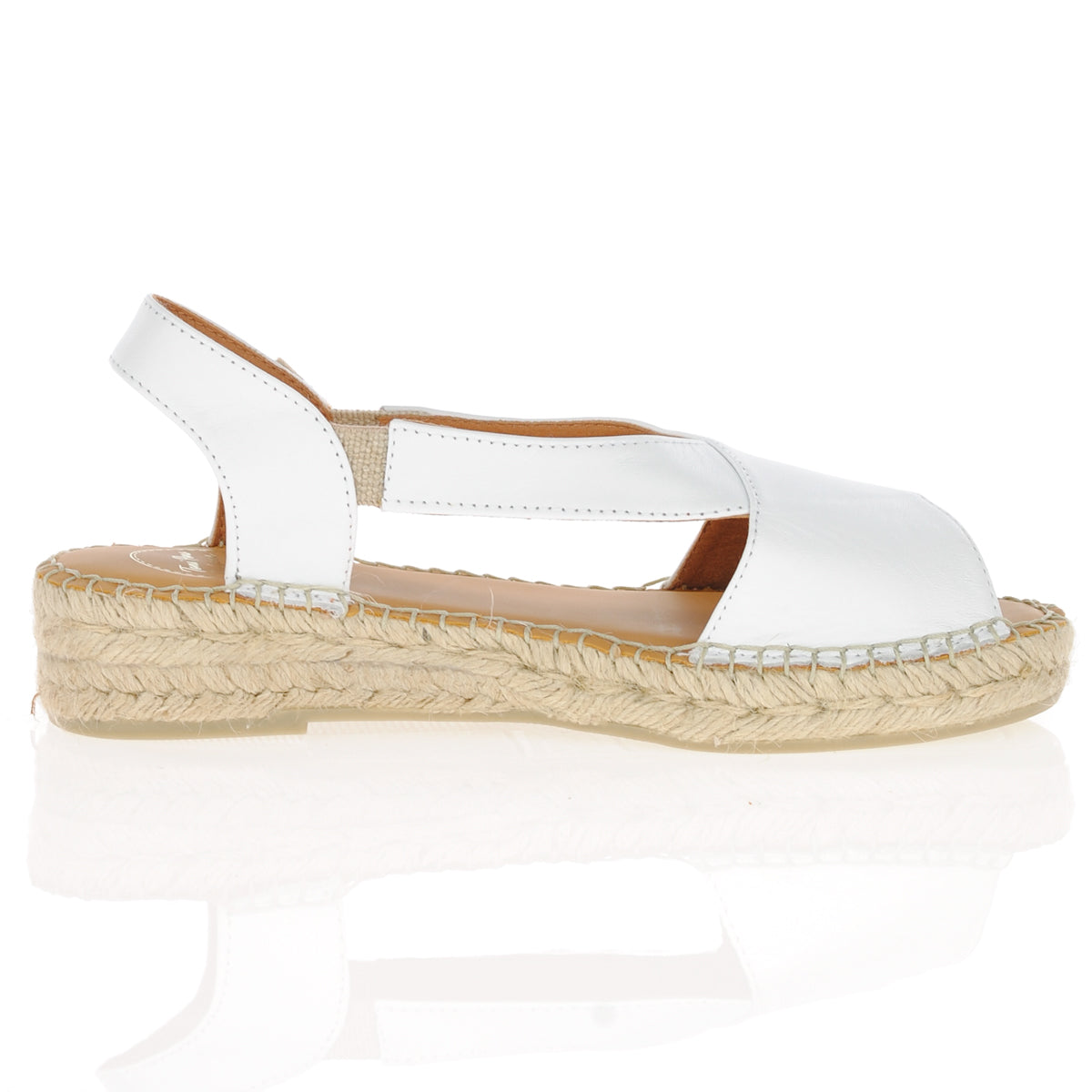 Elda White Leather Womens Espadrilles