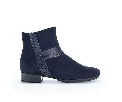 Biscuit Blue Leather Ankle Boots
