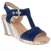 Load image into Gallery viewer, Karen Blue Wedge Sandals
