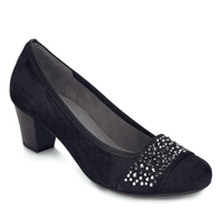 Load image into Gallery viewer, Wallace Black Suede Court Shoes
