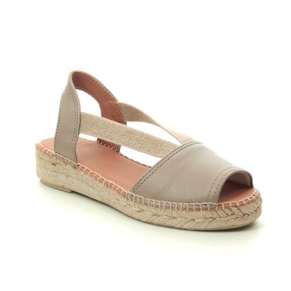 Etna Beige Leather Womens Pull On Espadrille Shoes