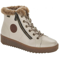 Load image into Gallery viewer, Monay Off White Water Resistant Lace-Up Ankle Boots
