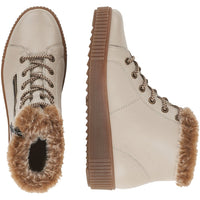 Load image into Gallery viewer, Monay Off White Water Resistant Lace-Up Ankle Boots
